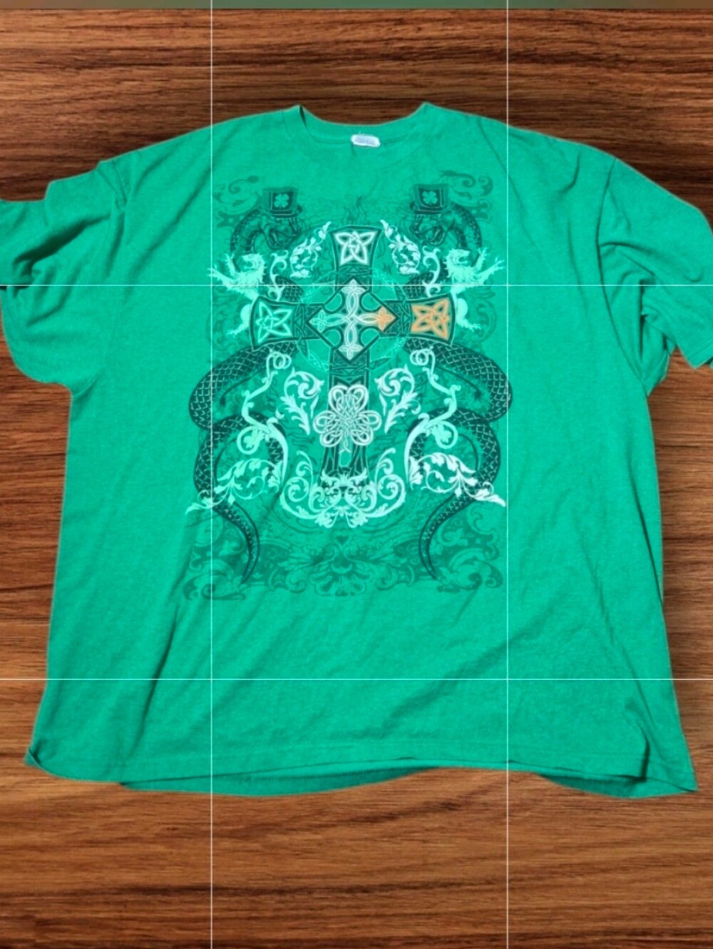 Delta Green Irish Graphic T-Shirt with Celtic Cross Design